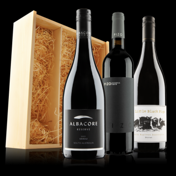 Red Wine Trio in Wooden Box